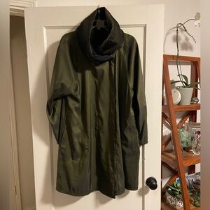 MYCRA PAC NOW Reversible DONATELLA Raincoat Coat Iridescent Green / Black Rare!